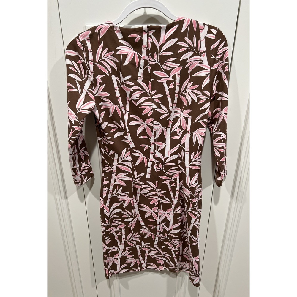 J McLaughlin Bamboo‎ Print Stretch Sophia Dress Brown & Pink Catalina Cloth - Picture 3 of 7